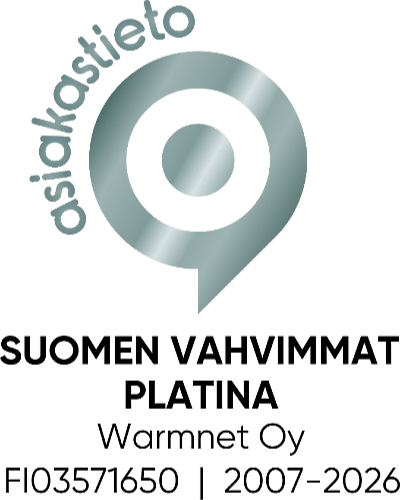Asiakastieto, Suomen Vahvimmat platina: Warmnet Oy 2007–2026.